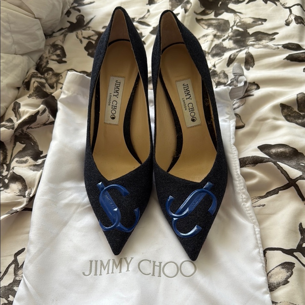 Jimmy Choo Black and Blue Heels with Sleek Design size 39*AUTHENTIC